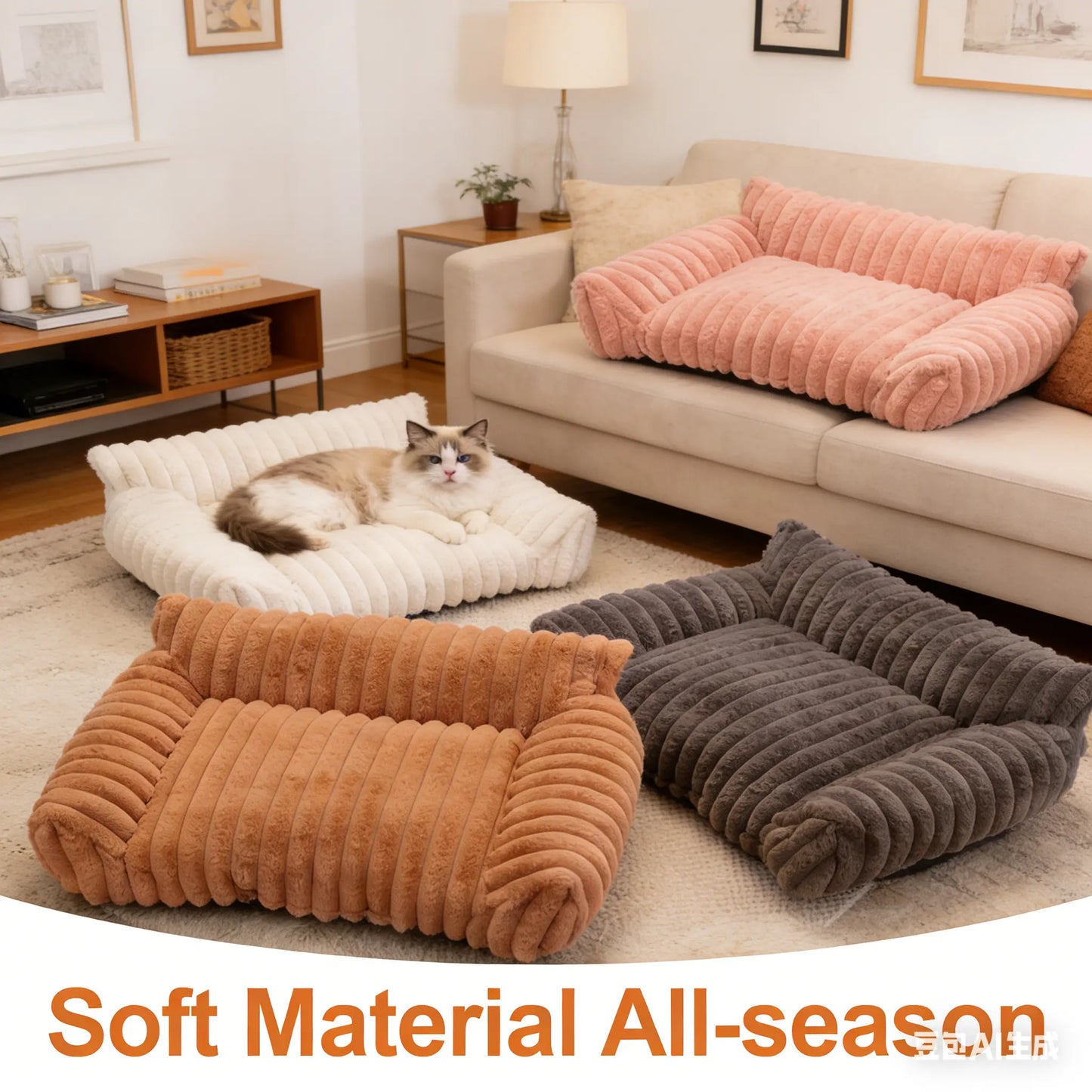 Four Styles of Comfortable Pet Sofa Beds—Fluffy Fleece Cat Bed Suitable for Indoor Cats, Premium Soft Material with a Removable, Washable Cover, Fun for Outdoor Use. Suitable for All Seasons, Cozy Pet Bed, Pet Sofa Bed, Bed Sure Pet