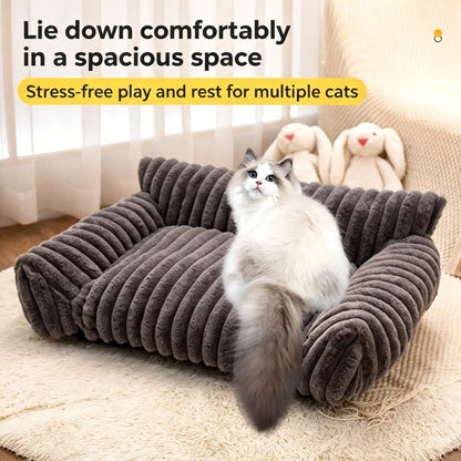 Four Styles of Comfortable Pet Sofa Beds—Fluffy Fleece Cat Bed Suitable for Indoor Cats, Premium Soft Material with a Removable, Washable Cover, Fun for Outdoor Use. Suitable for All Seasons, Cozy Pet Bed, Pet Sofa Bed, Bed Sure Pet