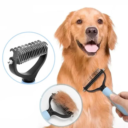Ihubei Double-Sided Pet Grooming Rake – Deshedding & Dematting Undercoat Brush for Dogs & Cats, Wide Comb for Long Hair, Reduces Shedding