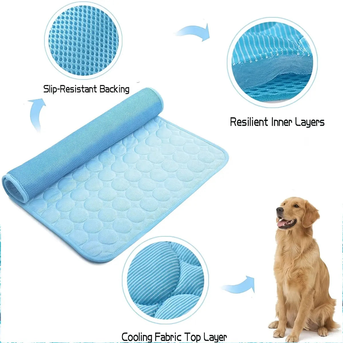 Cooling Dog Bed – Ice Silk Cooling Mat for Dogs, Non-Slip & Machine Washable, Summer Comfort Bed for Small to Large Pets
