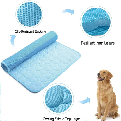 Cooling Dog Bed – Ice Silk Cooling Mat for Dogs, Non-Slip & Machine Washable, Summer Comfort Bed for Small to Large Pets