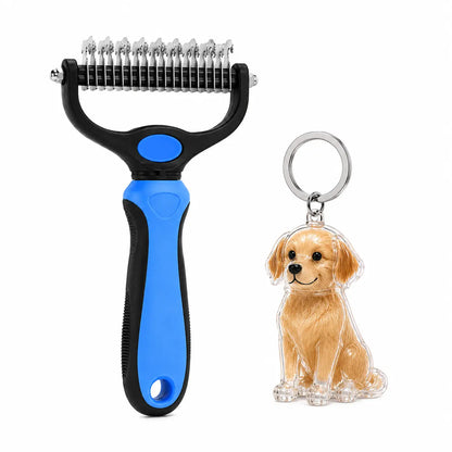 Pet Dematting Undercoat Rake for Long-Haired Pets, Double-Sided Deshedding Brush for Dogs & Cats, Pain-Free Tangle Remover, Reduces Shedding & Mats, Grooming Tool