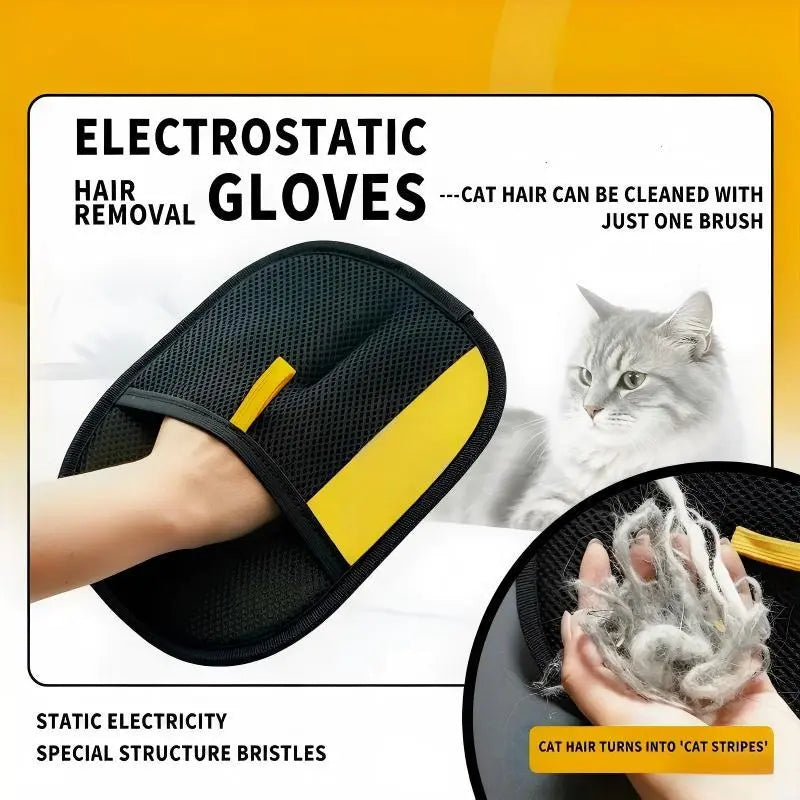 Electrostatic Pet Hair Remover Gloves – Two-Way Brush for Dogs & Cats, Reusable Sticky Hair Removal Mitt