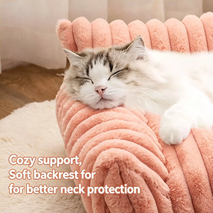 Four Styles of Comfortable Pet Sofa Beds—Fluffy Fleece Cat Bed Suitable for Indoor Cats, Premium Soft Material with a Removable, Washable Cover, Fun for Outdoor Use. Suitable for All Seasons, Cozy Pet Bed, Pet Sofa Bed, Bed Sure Pet