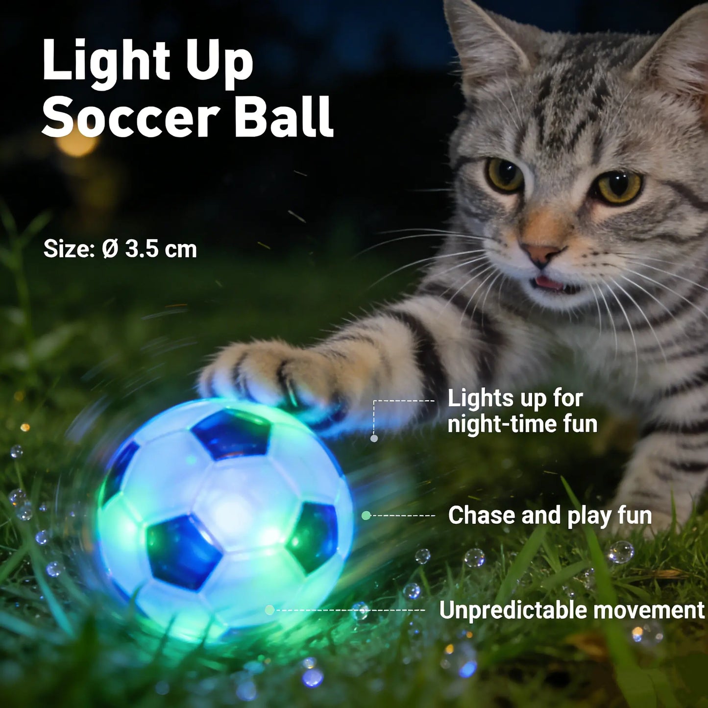 FIFA World Cup Official Licensed Interactive Cat Toy – Flashing Moving Soccer Ball with Rolling Light