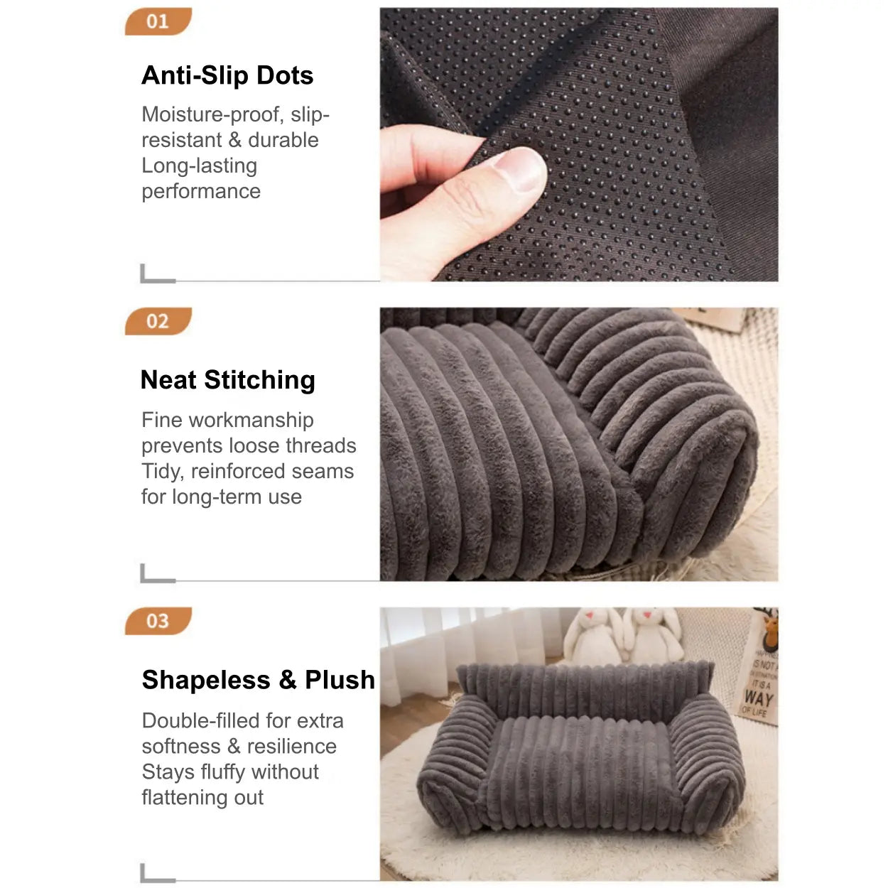 Four Styles of Comfortable Pet Sofa Beds—Fluffy Fleece Cat Bed Suitable for Indoor Cats, Premium Soft Material with a Removable, Washable Cover, Fun for Outdoor Use. Suitable for All Seasons, Cozy Pet Bed, Pet Sofa Bed, Bed Sure Pet