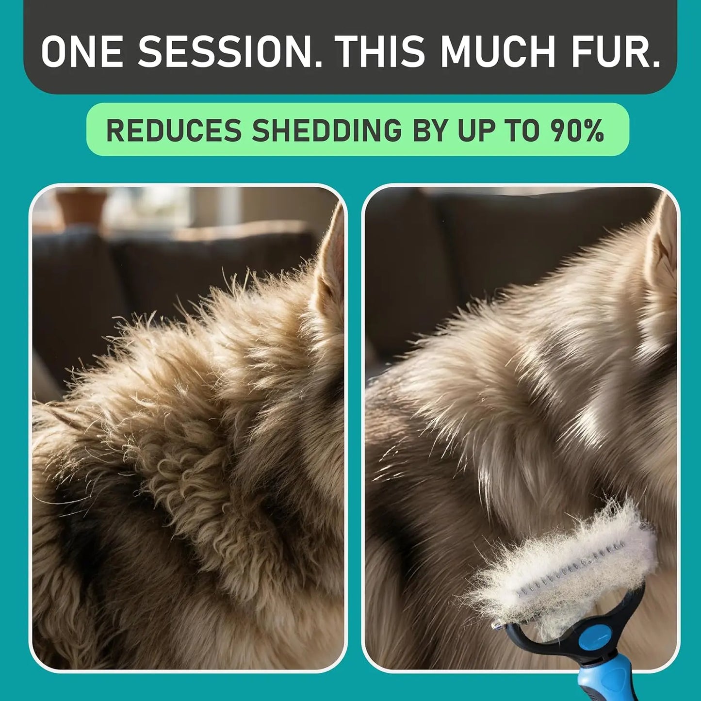 Ihubei Double-Sided Pet Grooming Rake – Deshedding & Dematting Undercoat Brush for Dogs & Cats, Wide Comb for Long Hair, Reduces Shedding