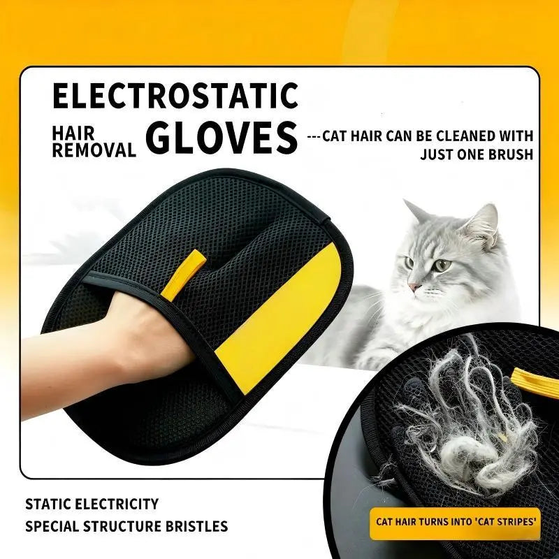 Electrostatic Pet Hair Remover Gloves – Two-Way Brush for Dogs & Cats, Reusable Sticky Hair Removal Mitt