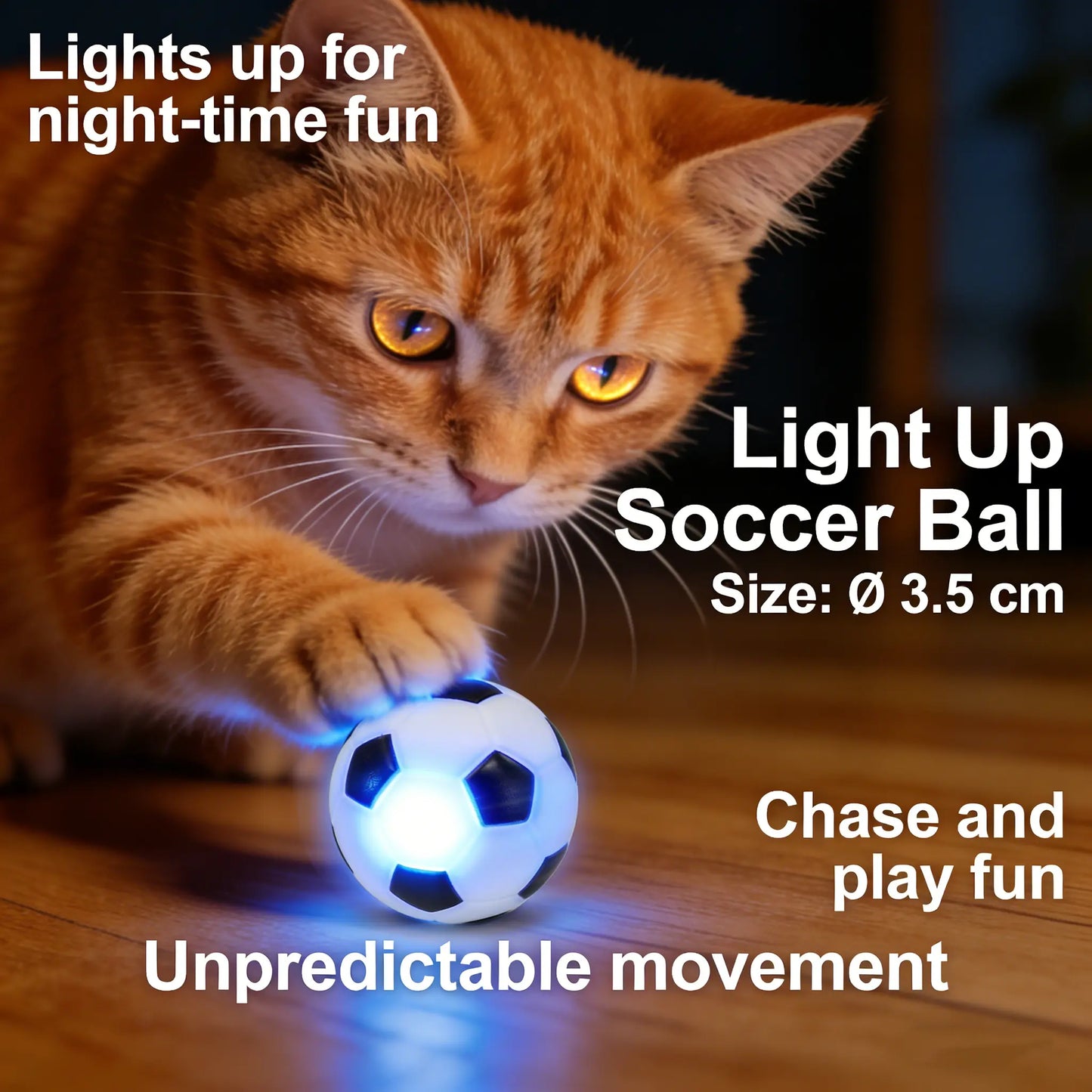 FIFA World Cup Official Licensed Interactive Cat Toy – Flashing Moving Soccer Ball with Rolling Light
