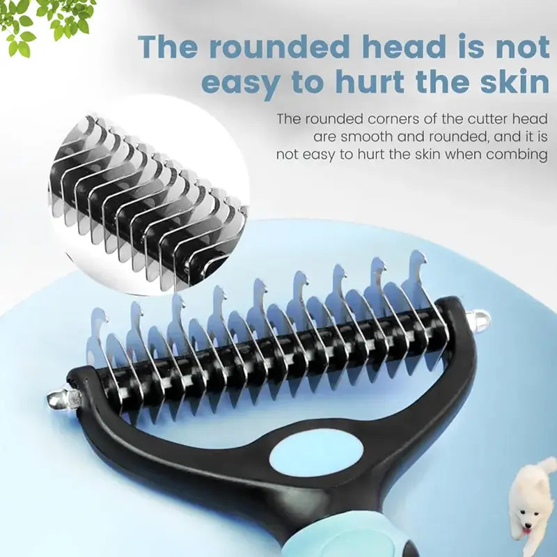Ihubei Double-Sided Pet Grooming Rake – Deshedding & Dematting Undercoat Brush for Dogs & Cats, Wide Comb for Long Hair, Reduces Shedding