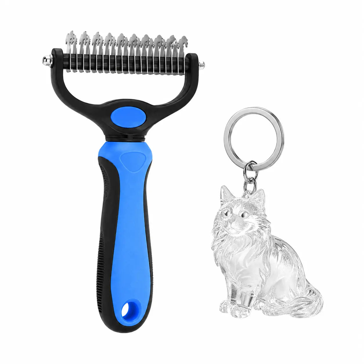 Pet Dematting Undercoat Rake for Long-Haired Pets, Double-Sided Deshedding Brush for Dogs & Cats, Pain-Free Tangle Remover, Reduces Shedding & Mats, Grooming Tool