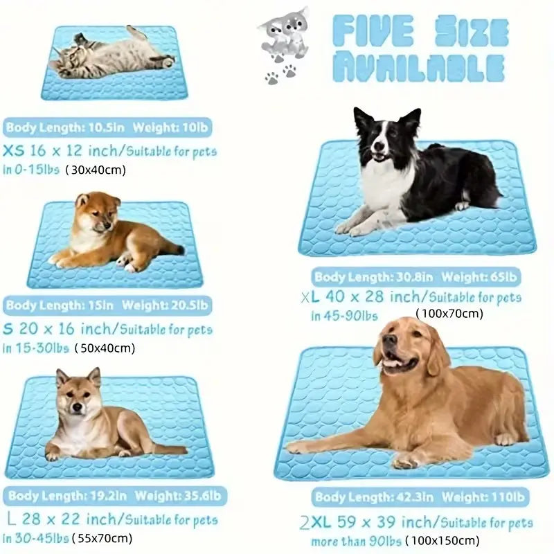 Cooling Dog Bed – Ice Silk Cooling Mat for Dogs, Non-Slip & Machine Washable, Summer Comfort Bed for Small to Large Pets