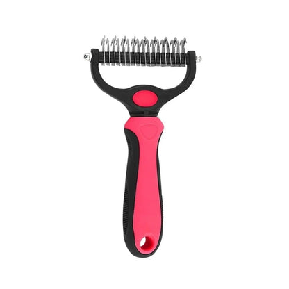 Pet Deshedding Brush and Cat Comb - Pain-Free Dematting Undercoat Rake for Dogs and Cats, Double-Sided Shedding Tool for Effective Tangle Removal and Reducing Loose Hair and Mats
