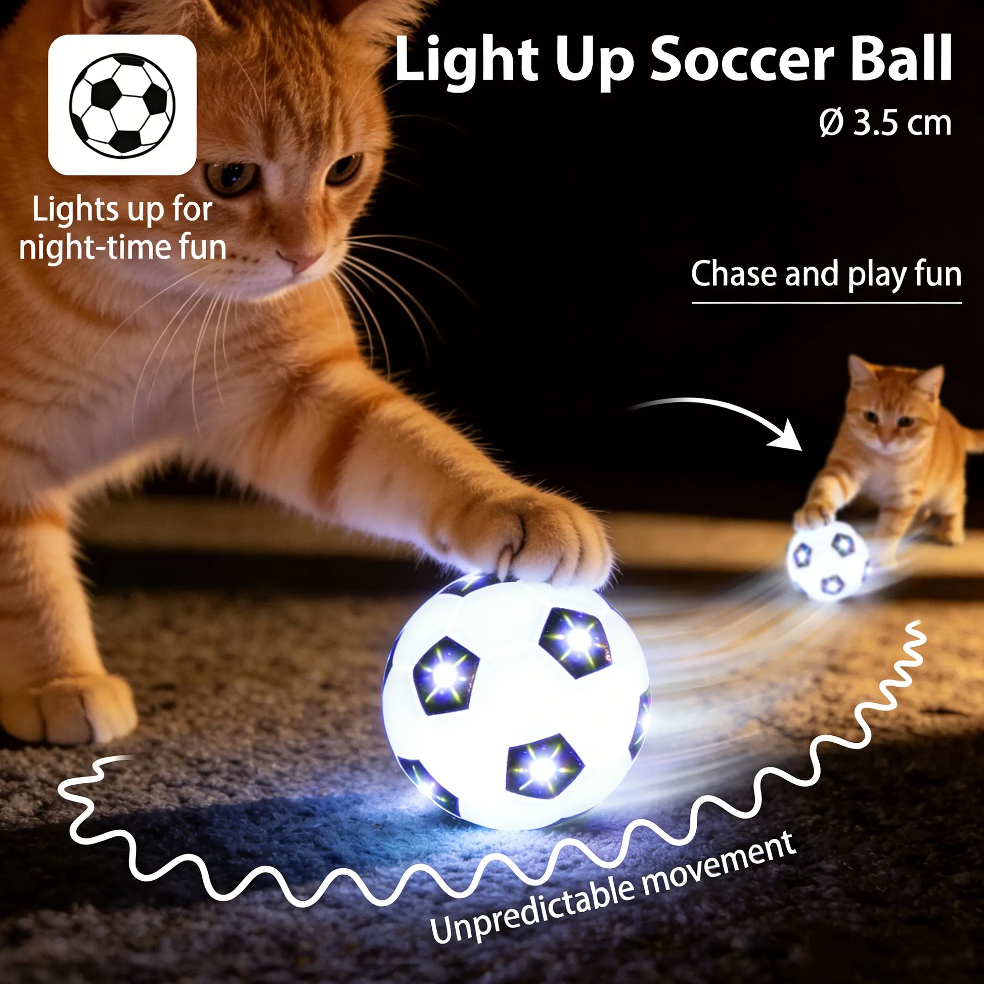 FIFA World Cup Official Licensed Interactive Cat Toy – Flashing Moving Soccer Ball with Rolling Light